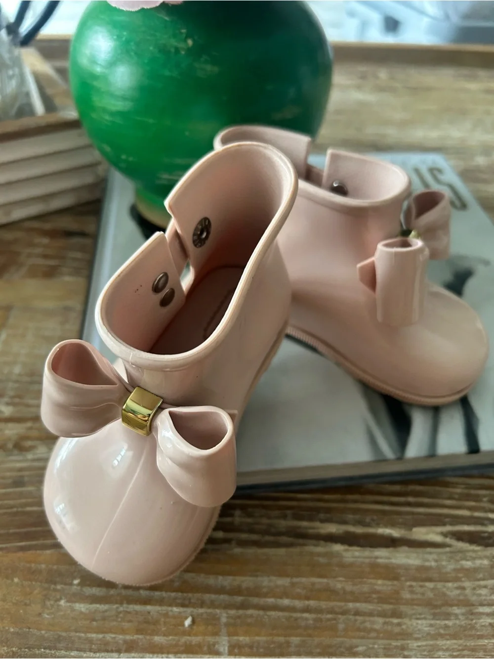 Mini Melissa Blush Pink Bow Rain Boots